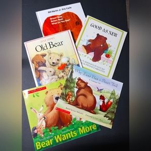 Set of 5, (4) paperback (1) hardcover, gently used childrens books, bear themed